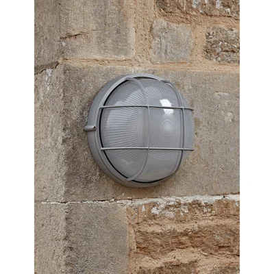 Cox and Cox Round Bunker Wall Light - Zinc