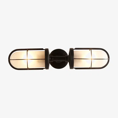 The Conran Shop Weatherproof Ship's Double Wall Light Weathered Brass & Frosted Glass