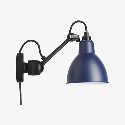 The Conran Shop No. 304 Wall Light Black Arm Blue Shade (With Cable & Switch)