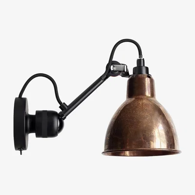 The Conran Shop No. 304 Wall Light Black Arm Raw Copper Shade With Switch