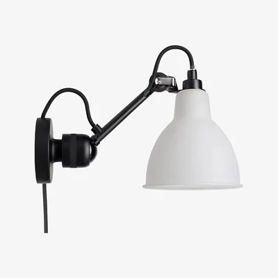 The Conran Shop No. 304 Wall Light Black Arm Frosted Glass Shade (With Cable & Switch)