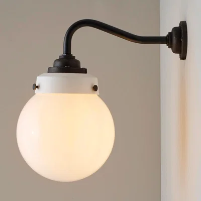 The Conran Shop Hampton Wall Light in Opal & Weathered Brass
