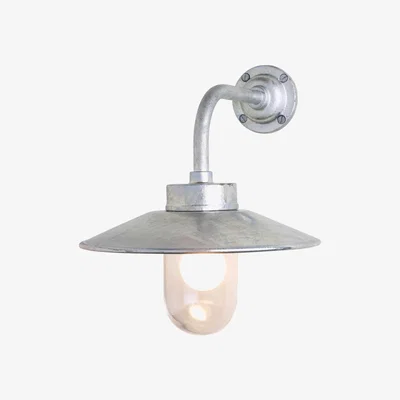 The Conran Shop Exterior Bracket Wall Light Round Galvanised Silver & Clear Glass 60W
