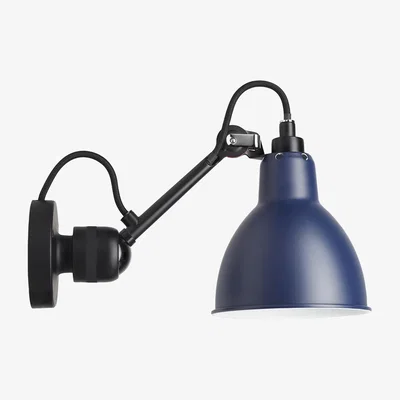 The Conran Shop No. 304 Wall Light Black Arm Blue Shade