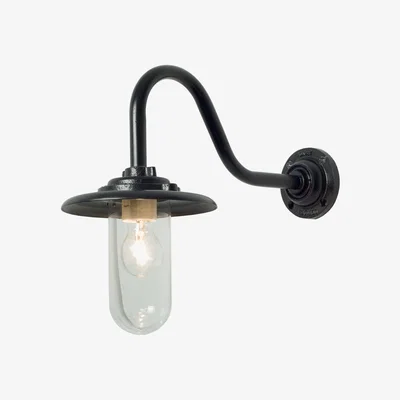 The Conran Shop Exterior Bracket Wall Light Swan Neck Black & Clear Glass 60W