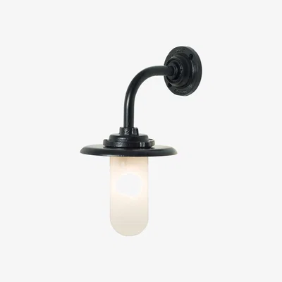 The Conran Shop Exterior Bracket Wall Light Round Black & Frosted Glass 60W