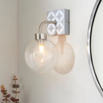 Dunelm Geometric Tile Bathroom Wall Light Grey