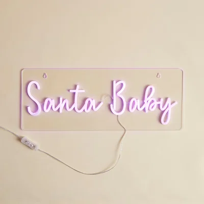 Dunelm Santa Baby Neon Sign Pink