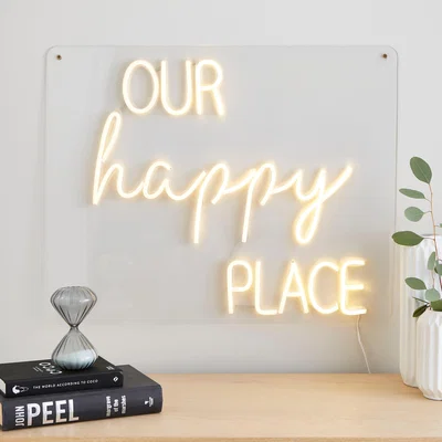 Dunelm Our Happy Place Neon Wall Light Clear