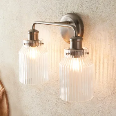 Dunelm Tobias Ribbed 2 Light Wall Light