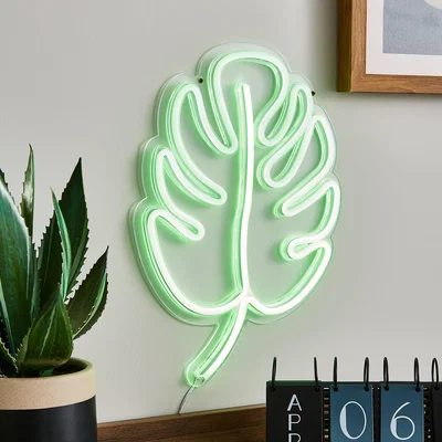 Dunelm Leaf Neon Wall Light Clear