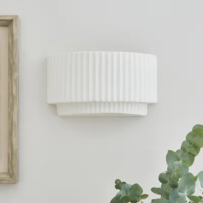 Dunelm Aivon Ribbed Dimmable Wall Light White