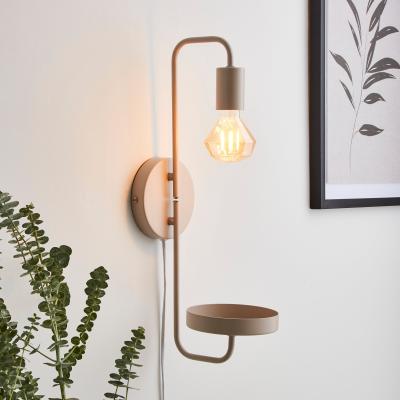 Dunelm Aubrey Exposed Bulb Shelf Wall Light Grey