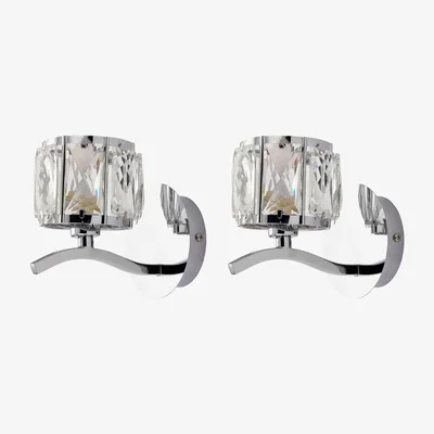 Dunelm Kleio Glass Chrome Wall Light Twin Pack Chrome