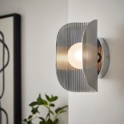 Dunelm Curved Ribbed Glass Wall Light