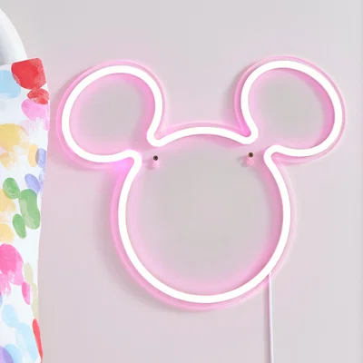 Dunelm Mickey Mouse Neon Pink Wall Light Pink