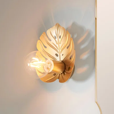 Dunelm Indi Leaf Bathroom Wall Light Gold
