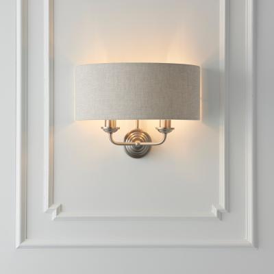 Dunelm Return - Vogue Sandringham 2 Light Wall Light, Brushed Chrome