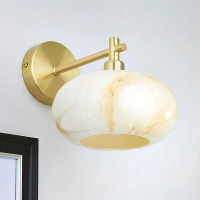 Dunelm Lacey Alabaster Glass Wall Light Gold
