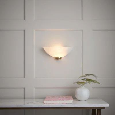 Dunelm Vogue Welles 1 Light Frosted Glass Wall Light White