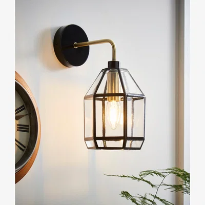 Dunelm Industrial Painted Glass Wall Light Clear