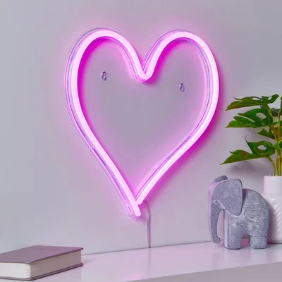 Dunelm Heart Neon Sign Light Pink