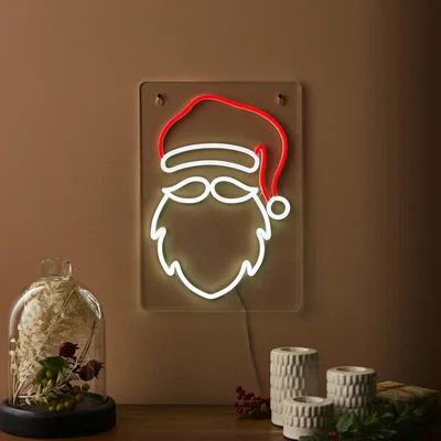 Dunelm Santa Face Neon Sign Red