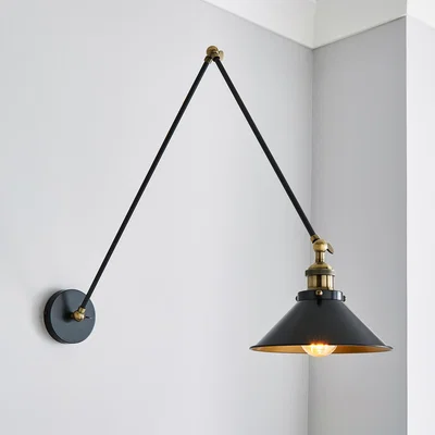Dunelm Logan Grey Swing Arm Ceiling and Wall Light Grey