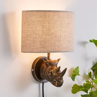 Dunelm Rob The Rhino Easy Fit Plug In Wall Light Brown