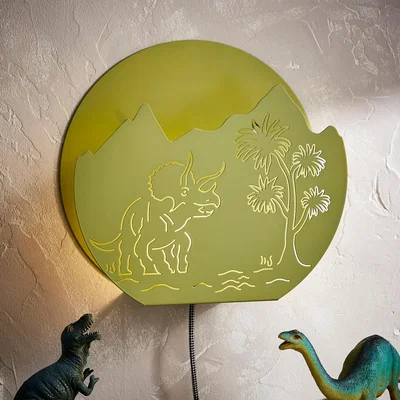 Dunelm Dinosaur Metal Wall Light Green