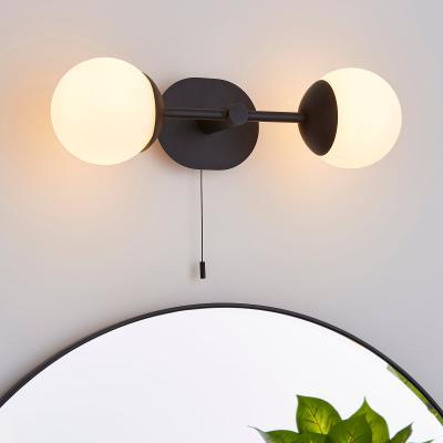 Dunelm Tela Bathroom 2 Light Wall Light Black Black