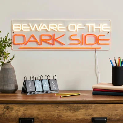Dunelm Disney Star Wars Beware of the Dark Side Neon Sign Clear