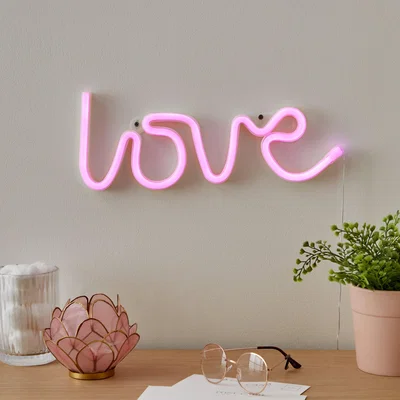 Dunelm Neon Pink Love Sign Pink