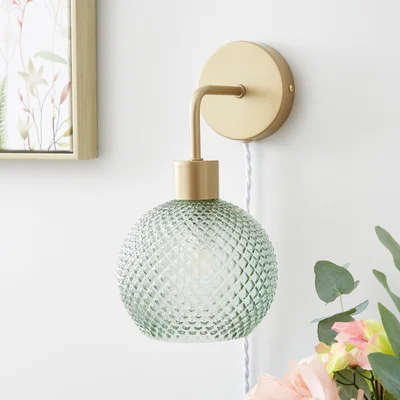Dunelm Elodie Plug In Wall Light Green