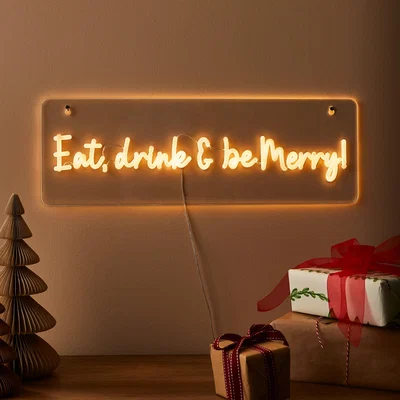 Dunelm Eat, Drink & Be Merry Neon Sign Off-White
