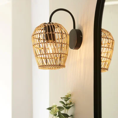 Dunelm Kirra Bathroom Faux Rattan Wall Light Natural