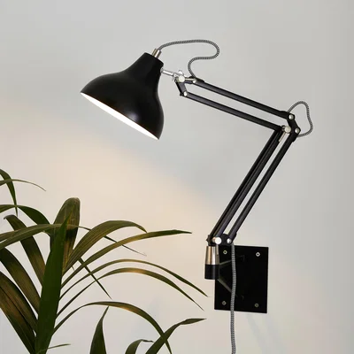 Dunelm Archibald Articulated Black Wall Light Black