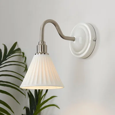 Dunelm Lilbourne Ribbed Ceramic Wall Light White