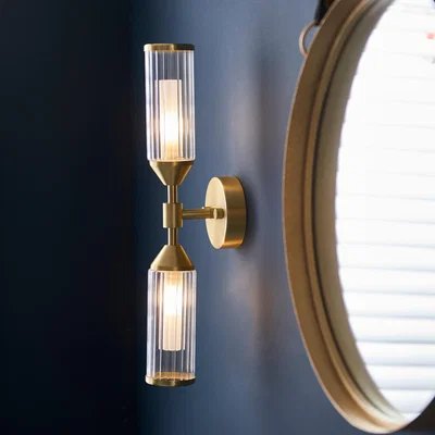 Dunelm Vogue Bailey Ribbed 2 Light Wall Light Gold