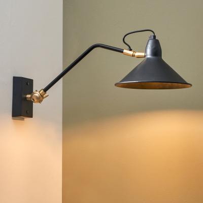Dunelm Canton Matt Black and Brass Metal Cone Wall Light Black