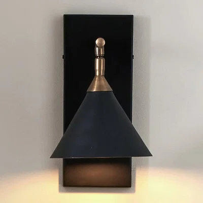 Dunelm Zeta Matt Black and Antique Brass Wall Light Matt Black
