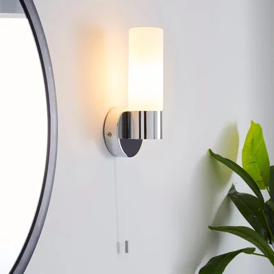 Dunelm Porto Frosted Glass Bathroom Wall Light Silver