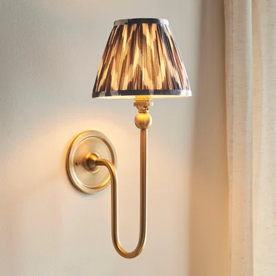 Dunelm Vogue Javier Mid Century Wall Light with Grey Zigzag Lamp Shade