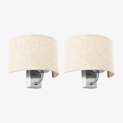 Dunelm Preston Ivory Shaded Wall Light Twin Pack Natural