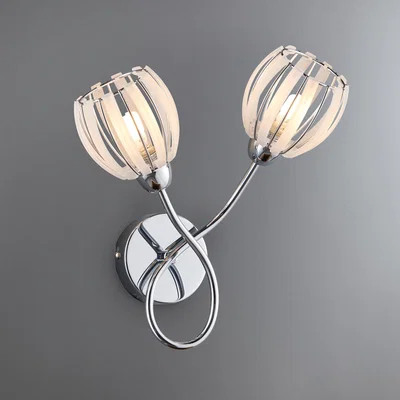 Dunelm Rosa 2 Light Chrome Wall Light Chrome and Cream