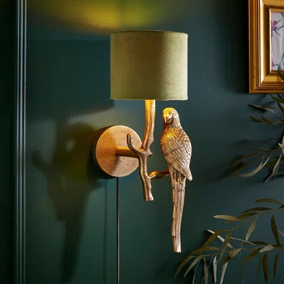 Dunelm Gold Parrot Plug In Wall Light Gold