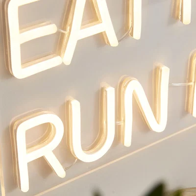 Dunelm Eat Pasta Run Fasta Neon Sign Clear