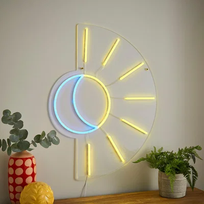Dunelm Sun and Moon Neon Wall Light White