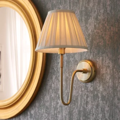 Dunelm Return - Vogue Roa Art Deco Wall Light with Cream Carlo Pleated Lamp Shade