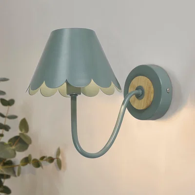 Dunelm Remi Scalloped Wall Light Green